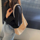 Woven Hollow Handbag Women Large Capacity Shoulder Beach Travel Shopper Totes