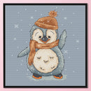 Full Embroidery Penguin 3-Beach 11CT Printed Cross Stitch Cotton Kit for Home