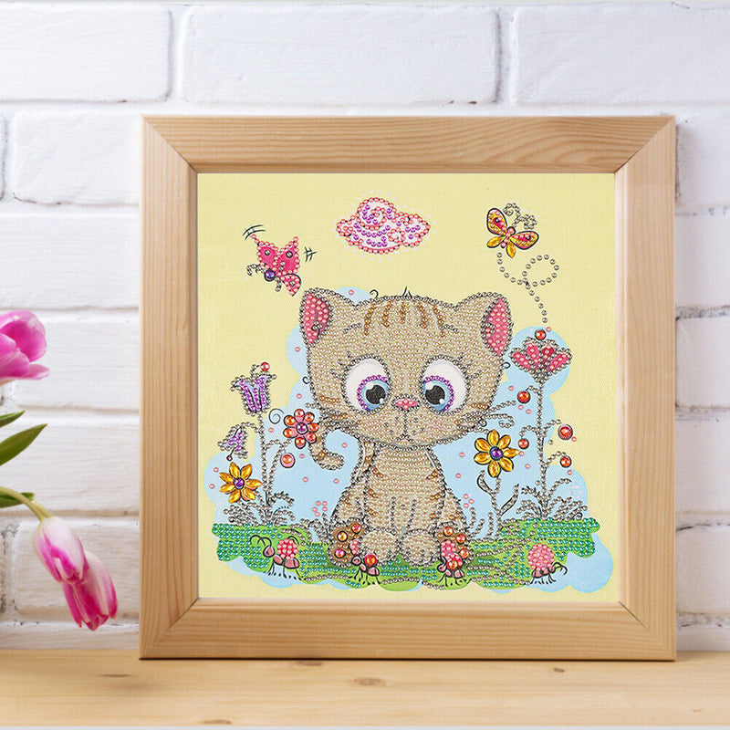 5D DIY Diamond Painting Cartoon Cat Partial Special Shape Drill Art (UP107)