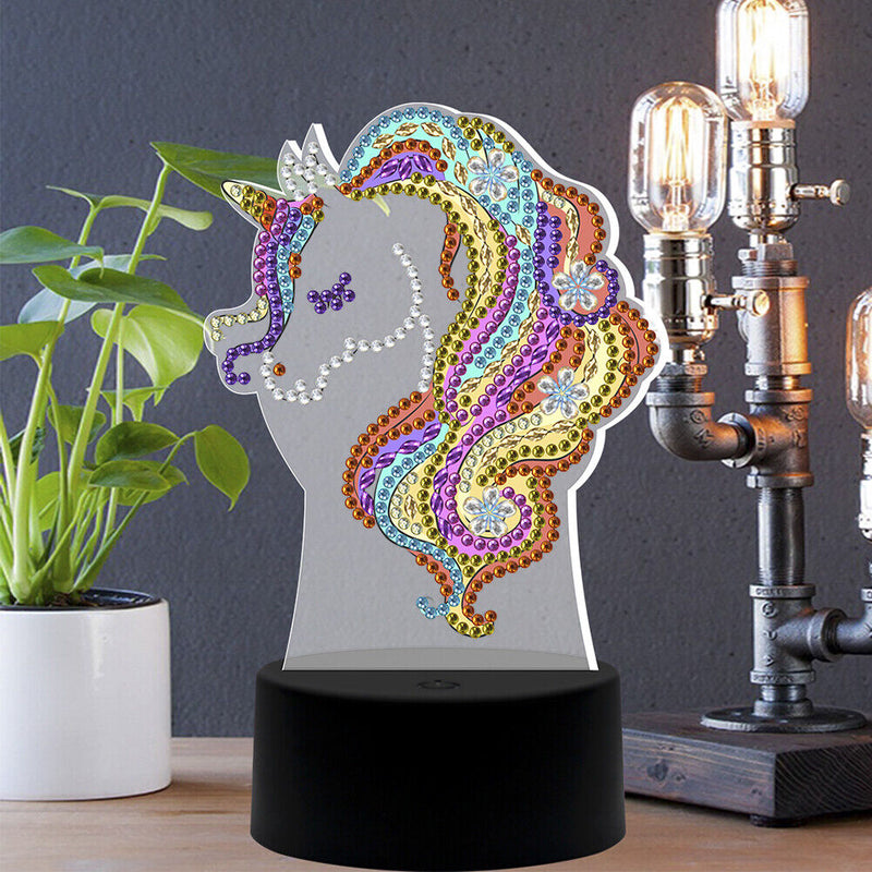 DIY Special Shaped Diamond Painting LED Light Horse Animal Embroidery Night Lamp