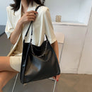Women Fashion PU Leather Solid Color Large Capacity Tote Shoulder Shopping Bags