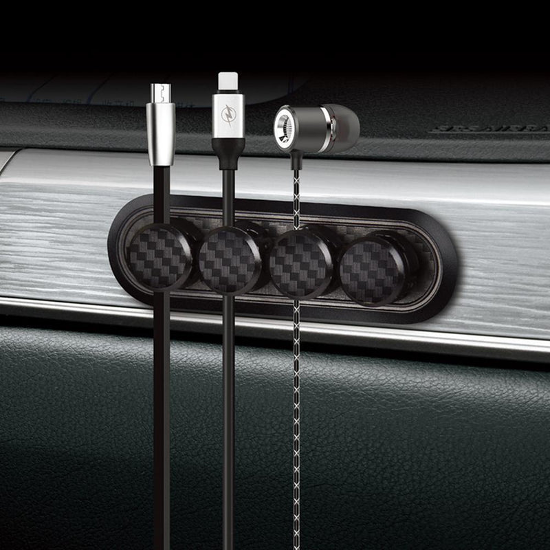Magnetic Cable Organizer Clip Carbon Fiber Look Desktop USB Data Cable Hold