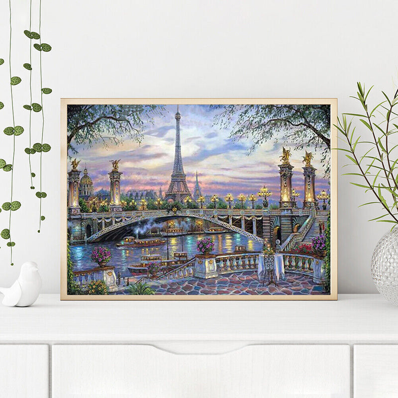Canvas Paint By Numbers City Tower Oil Hand Painted Drawing Kit Home Decorati