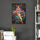 Hot Rod Lady Retro Metal Plate Tin Sign Plaque Poster for Bar Club Cafe (B)