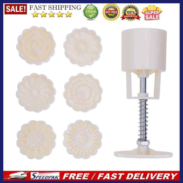 7pcs DIY Flowers Pattern Mooncake Pastry Cookie Mold Set Cake Baking Mould