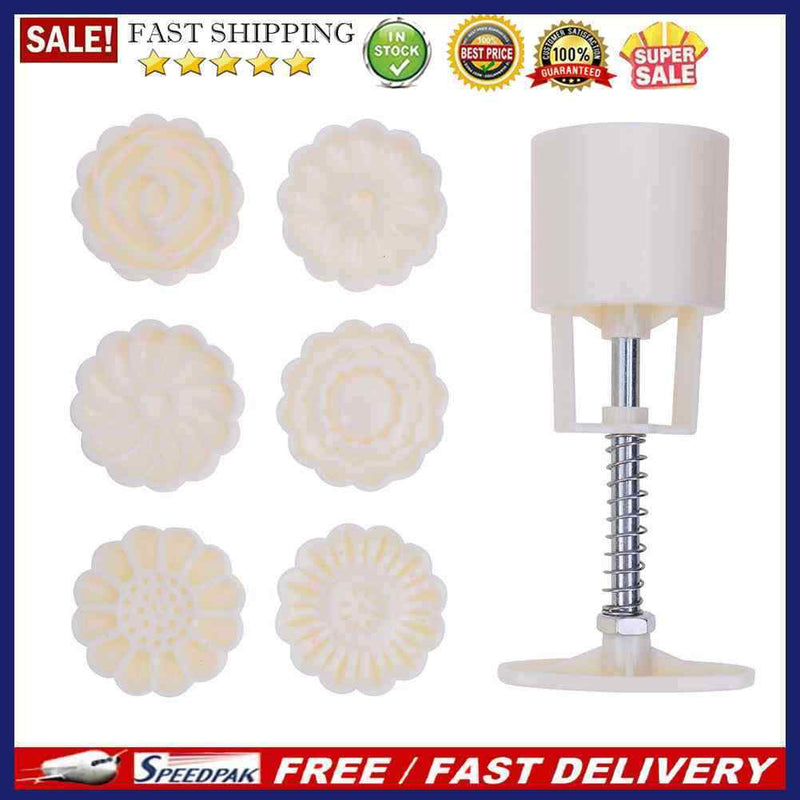 7pcs DIY Flowers Pattern Mooncake Pastry Cookie Mold Set Cake Baking Mould