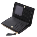 Flowers Embroid Women Short Wallet PU Leather Coin Card Holder Clutch/Black