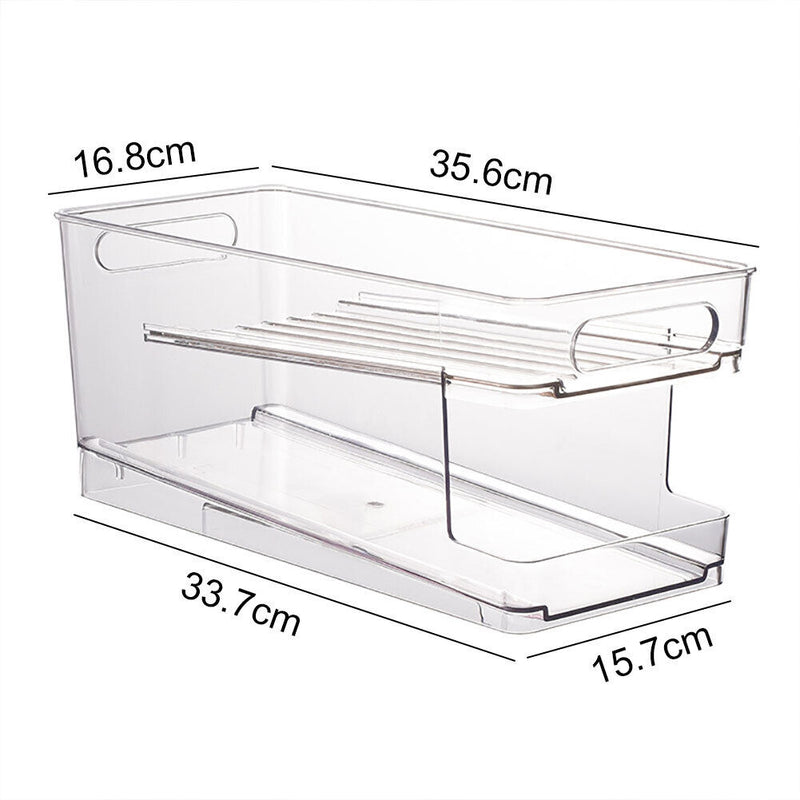 Beer Soda Storage Box 2 Layer Refrigerator Auto Rolling Beverage Can Racks Newly