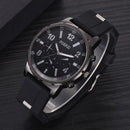 Fashion Men Silicone Strap Wristwatch Quartz Watch Casual Decor (Black) Newly