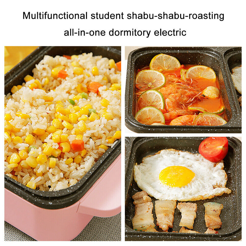 1000W Multi Roast Cooker 2 in 1 Non-Stick Electric Barbecue Hot Pot for Egg Soup