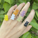 Girl Women Accessories Creativity Transparent Bear Rings Acrylic Ring Colorful