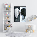 Canvas Paint By Numbers Black White Angel Wings Oil Hand Painted Home Art