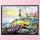 Cotton Thread Stamped Lighthouse Cross Stitch Full Embroidery Handmade Artwork