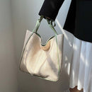 Beach Straw Shoulder Bags Women Large Leather Tote Shopping Handbag (Green)