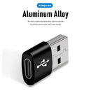 2x USB 3.1 Type C Female to USB 3.0 A Male Adapter Data+Charging (Black)