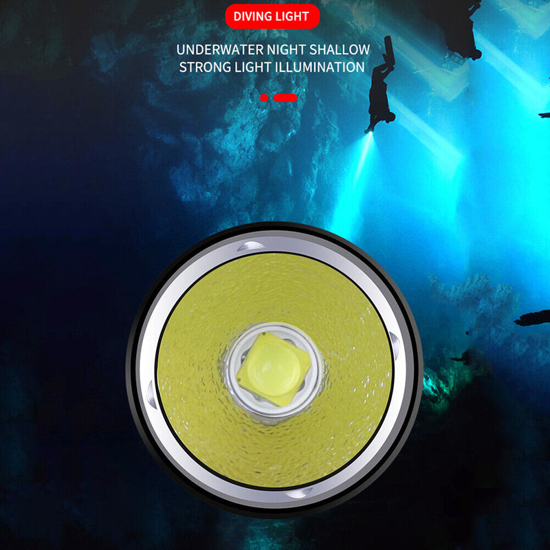 XHP70 LED 1500LM Powerful Zoom Underwater Diving Flashlight with Hand Rope