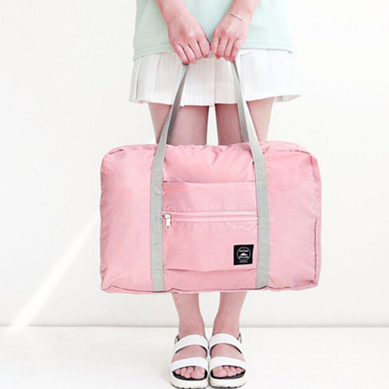 Solid Color Waterproof Folding Travel Bag Lightweight Large Capacity Luggage Bag