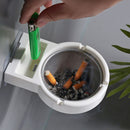 Suction Wall-mounted Ashtray Stainless Steel Cigarette Ash Tray (White) Newly