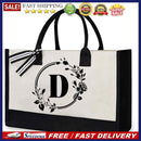 Fashion Canvas Handbag Letters Flower Portable Beach Shoulder Shopping Tote Bag