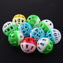 10pcs Plastic Hollow Out Round Pet Cat Colorful Ball Toys With Small Bell