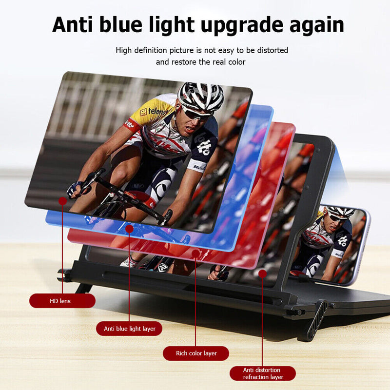 Cell Phone Screen Magnifier Foldable Video Amplifier Stand Bracket (Black) Newly