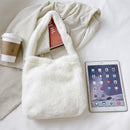 5pcs Retro Women Plush Leopard Love Shoulder Bag(White)