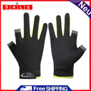 5pcs 2 Cut Finger Fishing Anti-slip Breathable Cycling Gloves (Green)