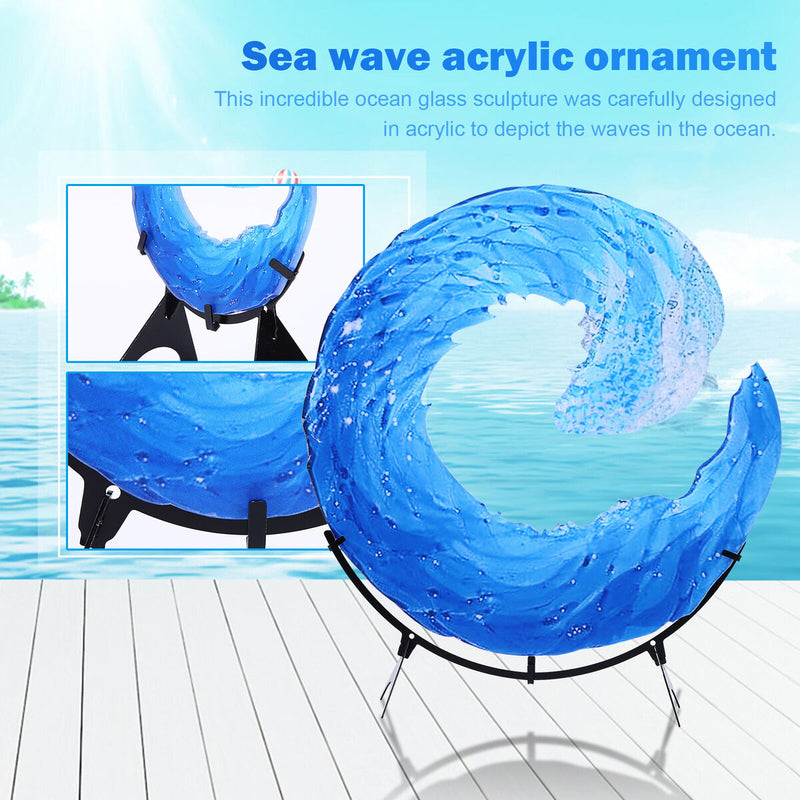 Acrylic Ocean Wave Sculpture Desktop Sea Wave Creative Art Craft for Living Room