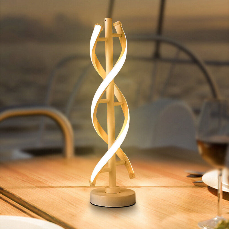 12W LED Spiral Table Lamp Modern Acrylic Curved Strip Light (Warm Light) Newly