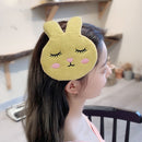 Cute Rabbit Hair Clips Hairpin Women Corduroy Wash Face Hairgrips (Yellow)