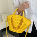 PU Leather Women Shoulder Bag Acrylic Chain Lady Large Capacity Handbags Tote