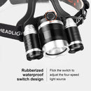 LED Headlamp Flashlight T6 3 Lights 800LM Waterproof Outdoor Camping Headli