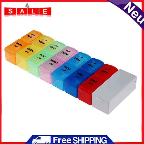 domybest Removable Pill Organizer Box One Week Bin PM Medication Taking