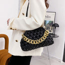 Women PU Leather Shoulder Bags Lady Metal Chain Diamond Lattice Bag Purse Bag