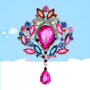 Women Large Drop Brooch Pins Crown Glass During Rhinestone Accessories Jewelry