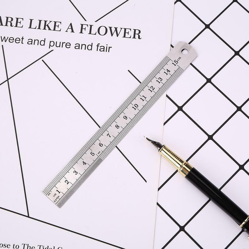 Stainless Steel Metal Straight Ruler Double Sided Measuring Tool (150mm)