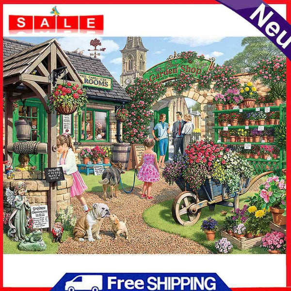 Full Embroidery Kits Flower Shop 11CT Stamped Needlework Home Decoration Art