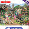 Full Embroidery Kits Flower Shop 11CT Stamped Needlework Home Decoration Art