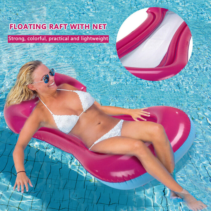 Foldable Inflatable Hammock Back Floating Row Air Bed Swimming Pool Chair Newly
