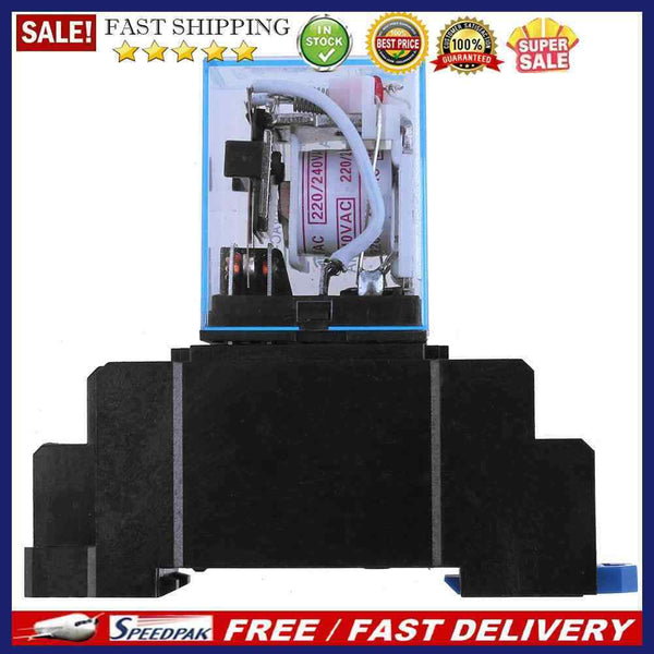 220V 10A LY2NJ Mini 8 Pin Coil Power Electric Relay With Socket Base Black