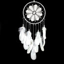 5pcs Handmade Feathers Beads Crochet Dream Catcher (White)