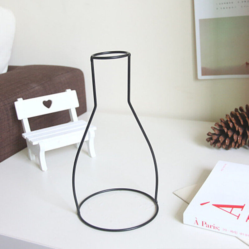 Nordic Retro Iron Line Flower Vase Metal Plant Holder Flowerpot Decor (A)