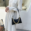 Women Pure Color Thick Chain PU Underarm Bag Fashion Ladies Small Hobos Handbags
