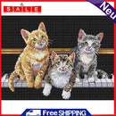 14CT DIY Three Cats Stamped Embroidery Full Cross Stitch Art Handicraft Gifts