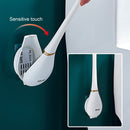 Toilet Brush with Holder Set Auto Wall-Mounted Deep-Cleaning (White) Newly