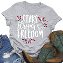 Independence Day Print Fireworks Letter T-Shirt (Light Grey XL)