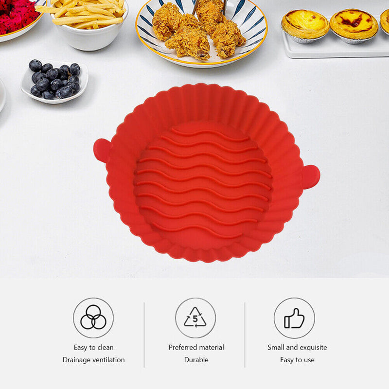 Silicone Air Fryer Liner Non-Stick Fryer Basket Steamers Oil Mat (Red) Newly