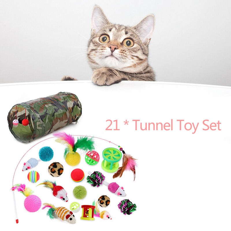 21pcs Pet Supplies Product Interactive Sisal Ball Funny Cat Tunnel Molar To