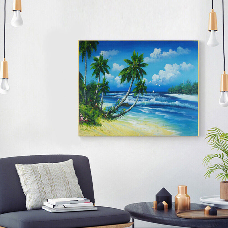 Summer Beach Oil Paint By Numbers Kits DIY Handpainted on Canvas Wall Art