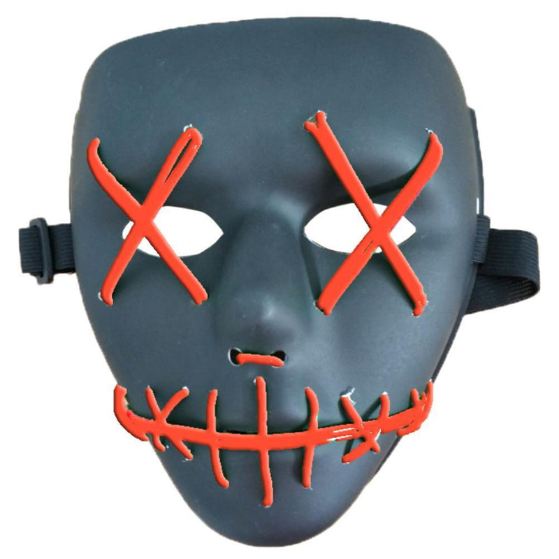 EL Luminous Glowing Masks Halloween Masquerade Party Decor Supply (Red)